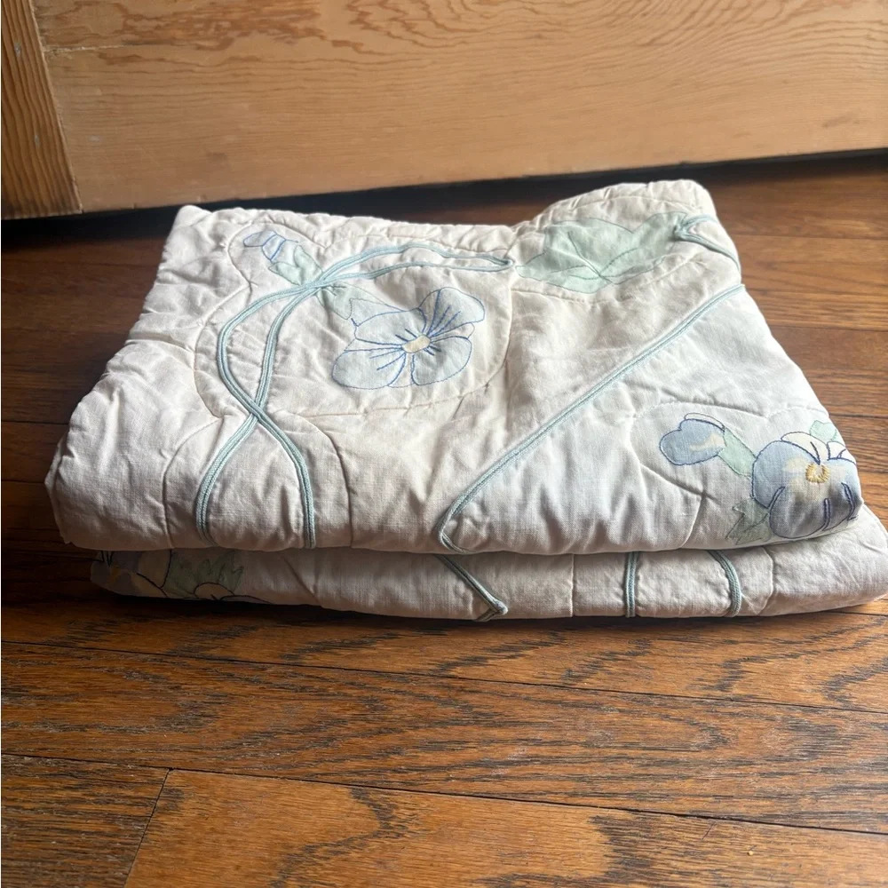 100% Cotton Floral Embroidered Quilted Pillow Cases (2) | Cottagecore